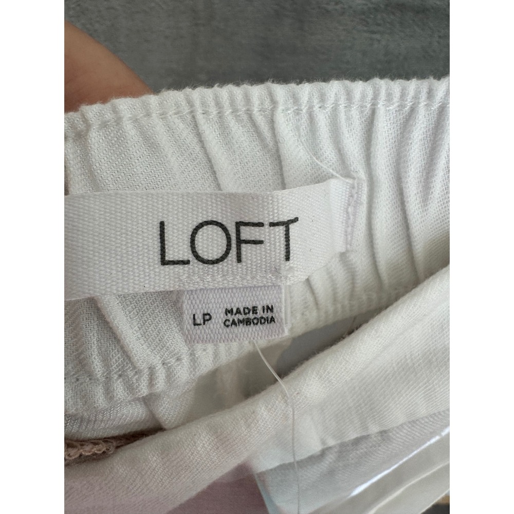 NWT LOFT White Linen Blend Wide Leg Cropped Pants Petite Large LP 32825497 - Picture 9 of 10